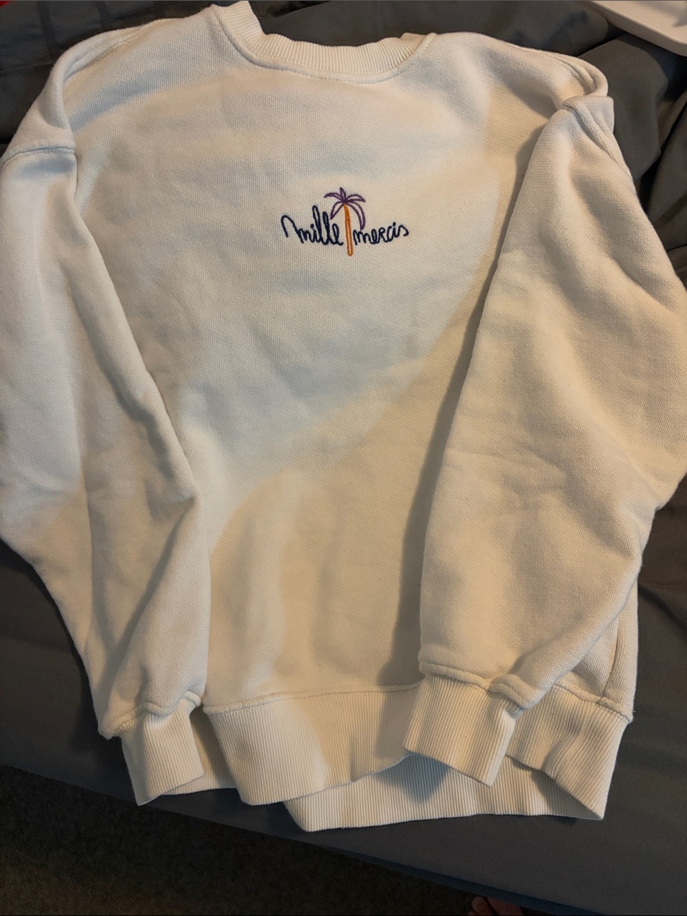 Zara Cream Crewneck Sweatshirt with Embroidered Palm Logo